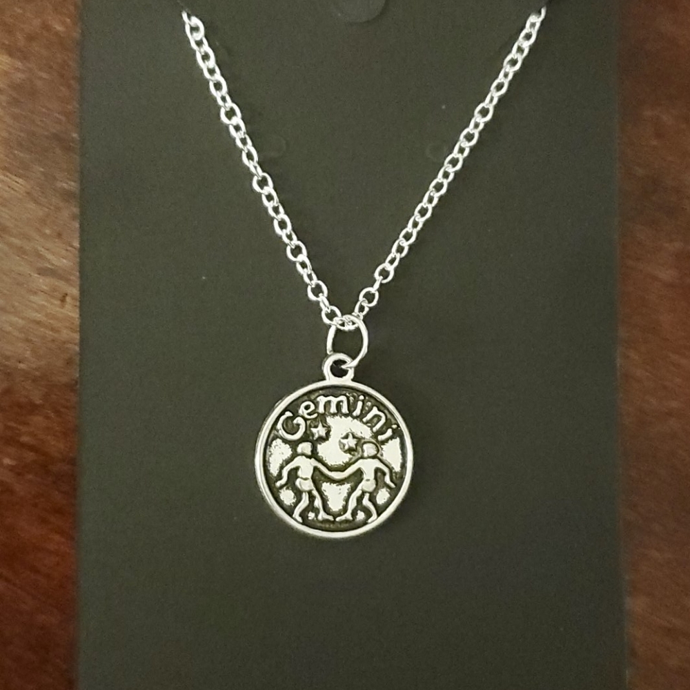 Zodiac Double Sided Gemini Charm Necklace